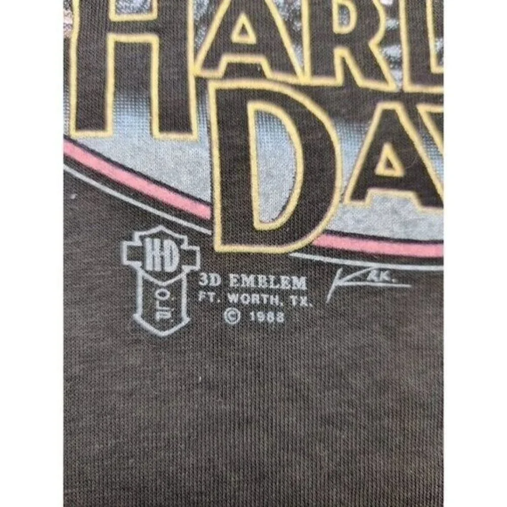 Rare Harley Davidson 3D Emblem T-Shirt 1989 Bike Week Daytona Beach Vintage - Picture 7 of 10